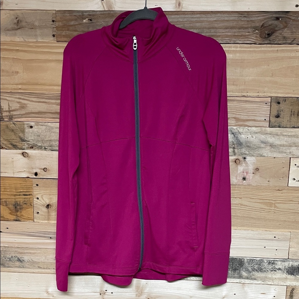 Under Armour size Large Fuchsia Zip-up Lightweight Athletic Jacket with Pockets
